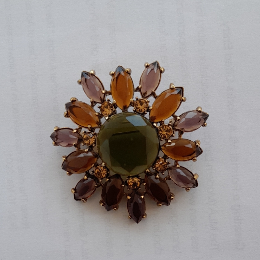 Gold and Brown Vintage Floral Brooch